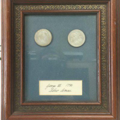 Two framed George III 1796 crowns. Shipping category D.