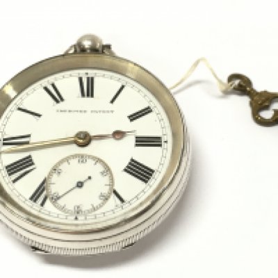 An oversized silver hallmarked cased pocket watch, seen working. Postage catA