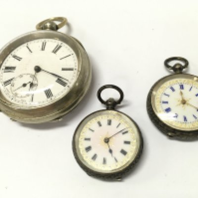 Three pocket watches including two small silver cased, no reserve