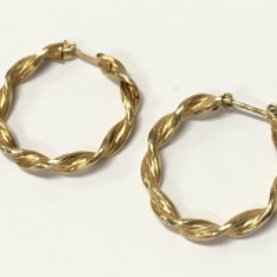 Pair of 9 carat gold hoop earrings , 2.2g total weight postage category A