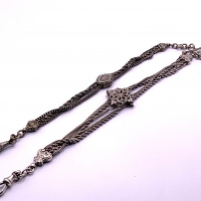 2 French white metal Albertines (A)