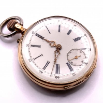 A gold outer cased ladies pocket watch. (A)
