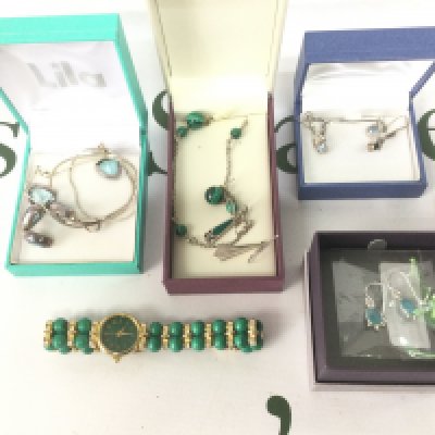 A small collection of silver jewellery comprising earrings, watch etc. Shipping category B.