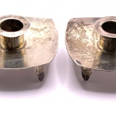 A pair of hallmarked silver candlesticks, mars for London 1960. A.S. (A)