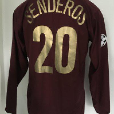 2005 - 2006 Senderos Arsenal Match Worn Football Shirt: Redcurrant long sleeve number 20 with Senderos to rear. Champions League badging to arms. Hard to obtain shirt from the last season at Highbury.