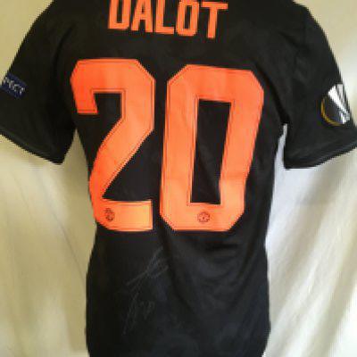 2019/2020 Manchester United Champions League Match Worn Football Shirt: Hard to obtain black Chevrolet sponsored short sleeve shirt with Champions League badging to arms. bright orange number 20 Dalit to rear. Signed to back.