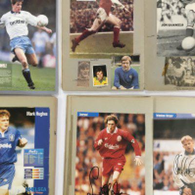 Signed Magazine Picture Collection: Mainly large undedicated magazine pictures stuck down to 4 scrapbooks from the 70s to the 90s. C/W some multi signed A4 pages from the last 25 years with teams including Bristol Rovers, Bolton, Gillingham, Tranmere, Crystal Palace, Darlington and Oxford.