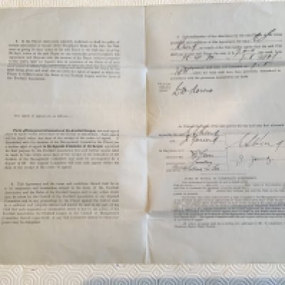 1920/1921 West Ham Player Football Contract: Awarded to 1923 FA Cup finalist Jack Young. Signed by him and manager Sid King. Good with folding.