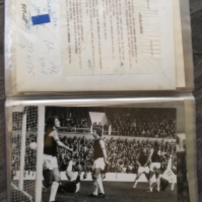 West Ham Large Football Press Photos: Many from the 70s with a few signed by Lampard and Pop Robson. Press stamps and often annotations to rear. Very large photos are very good and in black and white. (24)
