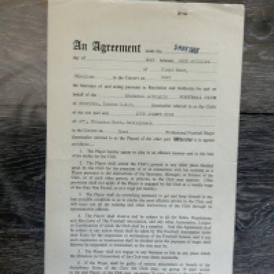 Charlton Athletic 1957/58 Football Contract: Issued and signed by John Ryan. Excellent. Ryan in this season is famous for scoring the winner in the 7-6 victory over Huddersfield.