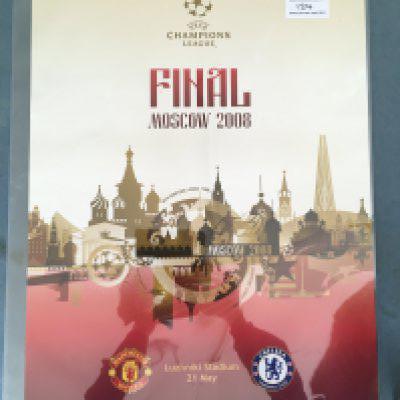 2008 Champions League Final Football Poster: Original Manchester United v Chelsea poster measuring 50 x 70cm in excellent condition. Similar to the programme.