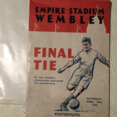 1939 FA Cup Final Programme Ticket + Memorabilia: Portsmouth v Wolves programme, ticket, song sheet and itinerary for a trip to the match from York. All excellent. (4)
