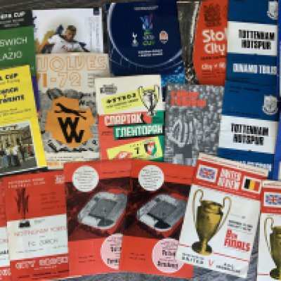 British Clubs In Europe Football Programmes: From the 60s onwards to include Manchester United aways plus 80/81 Hauger v Newport and Dinamo Tblisi v West Ham. Good. (77)