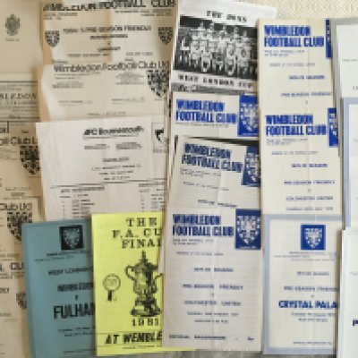 Wimbledon Home Friendly Football Programmes: Nice collection of mainly 70s and 80s friendlies with the odd testimonial and special. Instructions to sell. (39)