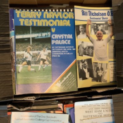 Tottenham Football Programmes: Some big match with cup finals testimonials friendlies and Europeans. The majority are 70s to the 90s including some full sets. 2 small boxes with instructions to sell.