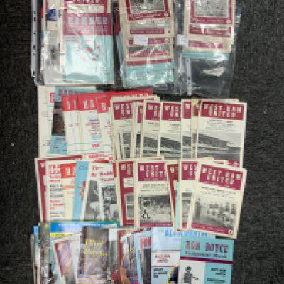 West Ham Home Football Programmes: Collectors attempt at obtaining the cup matches that are missing from lot 216. Quantity of the smaller style FA Cup, League Cup, European and Testimonials. Also includes some away programmes from cup runs to finals plus finals to include 1959 Youth Cup 1976 ECWC and 1966 League Cup.