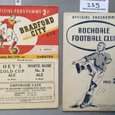 Bradford City Football Programmes: 49/50 home v Chester and 48/49 away to Rochdale. Very good. (2)