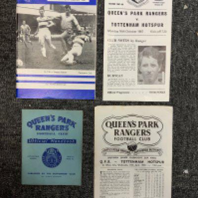 QPR Football Memorabilia: Two home programmes v Tottenham 64/65 SJFC Final and 67/68 probably SECounties League dated 16 10 67. C/W handbooks for 50/51 and 61/62. Very good. (4)