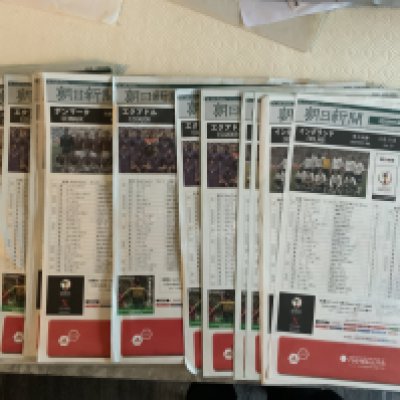 2002 World Cup Large Poster Programmes: Unwritten and not folded large sheets with duplication brought back by vendor from Korea and Japan. Mainly quantities of England matches. (98)