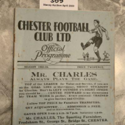 1933 - 1934 Chester v Halifax Town Football Programme: Fair/good condition with no team changes. Spine completely split.