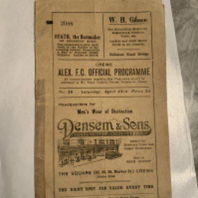 1931 - 1932 Crewe Alexandra v Chester Football Programme: Fair condition with no team changes. Tape to spine and repairs to tears.
