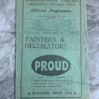 1937 - 1938 Hartlepool v Bradford City Football Programme: Good condition 4 pager with no team changes. Tear to border. Score and scorers noted to team page inside.