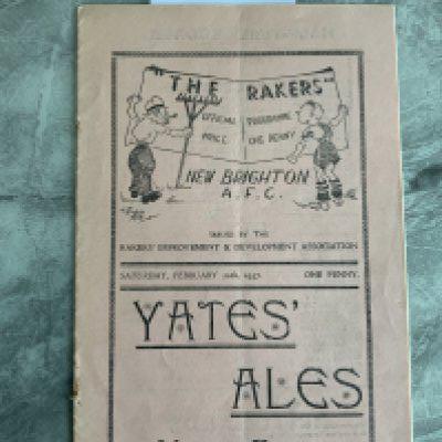 1936 - 1937 New Brighton v Halifax Town Football Programme: Good condition with no team changes. Score, scorers and attendance written inside. Light fold. Rusty staples removed not rotted away.