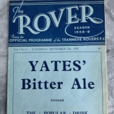 1938 - 1939 Tranmere Rovers v Bury Football Programme: Excellent condition with no team changes.
