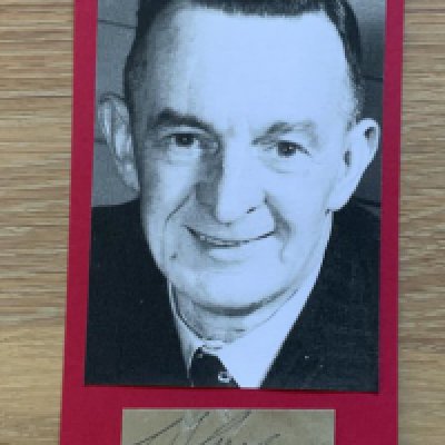 Walter Crickmer Manchester United Signed Football Autograph: Hand signed without dedication and laid down with his picture. Sadly Walter died in the Munich air disaster. He became club secretary in 1926 and was manager in 31/32 and 1937 to 1945.