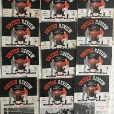 51/52 Manchester United Home Football Programmes: Includes Tel Aviv Tottenham Liverpool Hull and Middlesbrough. Overall fair/good. (23)