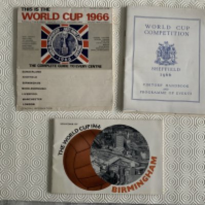 1966 World Cup Regional Football Guides: Visitors handbooks for Sheffield and Birmingham plus a general one covering all Cities where the World Cup was hosted in England. Excellent. (3)