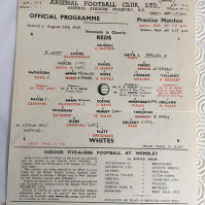 1949 Arsenal Public Trial Football Programme: Reds v a whites dated 13 8 1949. Very good with plenty of team changes and match related writing.
