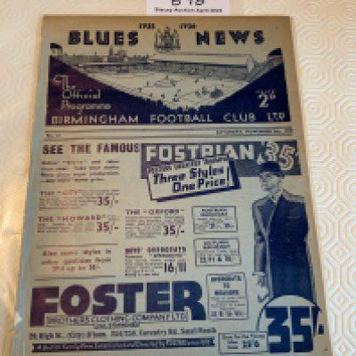35/36 Birmingham City v Brentford Football Programme: Very good condition ex bound league match with covers. No team changes.