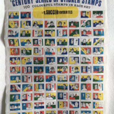 BABS Complete Uncut Soccer Favourites Football Stamps: Set of 100 uncut stamps in excellent condition. Rare.