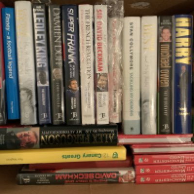 Football Book Collection: Many autobiographies to include Beckham, Dalglish, Crouch, Collymore, Finney, Owen, Ferguson, Lampard and others. 24 hardback books in excellent condition. C/W 1955 Corinthians and Cricketers, 1953 England v Rest of the World programme plus a card inviting a player to trial for Chorley. Instructions to sell.