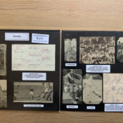 Barnsley 1940s 1950s 1960s Football Autograph Collection: Stunning private collection all pre 1970 from various publications. All signatures are identified and laid down with photo corners on 12 x 12 inch card and easily removable. 14 pages to include 2 fully signed team groups, 6 signed autograph pages, 1 signed press photo and 70 various sized pictures to include 3 A4. 100 different player signatures including Ray Wood, George Robledo, Pat Howard, Harry Hough, Roy Ironside, Matt McNeil, Lol Chappell, Eric Winstanley, Sid Normanton, Barrie Betts, Arthur Kaye, Bert Tindall, John Kelly, Barrie Wood etc. (200+)