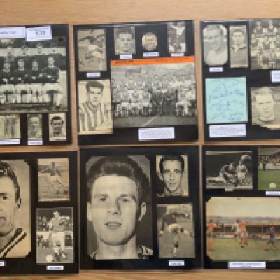 Halifax Town 1940s 1950s 1960s Football Autograph Collection: Stunning private collection all pre 1970 from various publications. All signatures are identified and laid down with photo corners on 12 x 12 inch card and easily removable. 16 pages to include 3 fully signed team groups, 6 signed autograph pages and 76 various sized pictures to include 3 A4. 105 different player signatures including Jim Smith, Roy Vernon, Chris Nichol, Mick Buxton, Frank Large, Conway Smith, Jeff Lee, John Savage, Freddie Hill, Harry Darbyshire, Bill Atkins, Peter Downsborough, Les Massie etc. (230+)