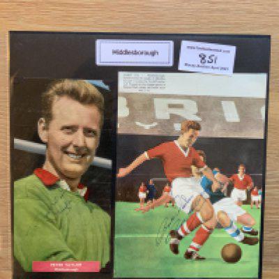 Middlesbrough 1940s 1950s 1960s Football Autograph Collection: Stunning private collection all pre 1970 from various publications. All signatures are identified and laid down with photo corners on 12 x 12 inch card and easily removable. 27 pages to include 2 fully signed team groups, 3 signed autograph pages, 3 signed original press photos and 155 various sized pictures to include 10 A4. 95 different player signatures including Brian Clough, Peter Taylor, Rolando Ugolini, Wilf Mannion, Willie Maddren, Lindy Delapenha, Cyril Knowles, Johnny Spuhler, Harold Shepherdson, Don Masson, Dick Robinson, Charlie Wayman etc. (230+)