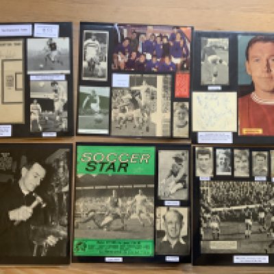 Northampton Town 1940s 1950s 1960s Football Autograph Collection: Stunning private collection all pre 1970 from various publications. All signatures are identified and laid down with photo corners on 12 x 12 inch card and easily removable. 54 pages to include 3 fully signed team groups including 1965/66, 12 signed autograph pages including 1965/66 with 22 autographs, signed Northampton Town letterhead with 25 autographs 1954/55, 3 signed original press photos, players signed original contract 1959/60 and 266 various sized pictures to include 17 A4. 185 different player signatures including Tommy Robson, Graham Carr, Joe Kiernan, Theo Foley, Ron Flowers, Frank Large, Ben Collins, Tommy Fowler, Jack English, John Fairbrother, Cliff Holton, Billy Best, Jack Ansell, Maurice Candlin, John Kurila, Graham Moore, Dave Bowen, Bill Barron, John Roberts, Phil Neal etc. (610+)