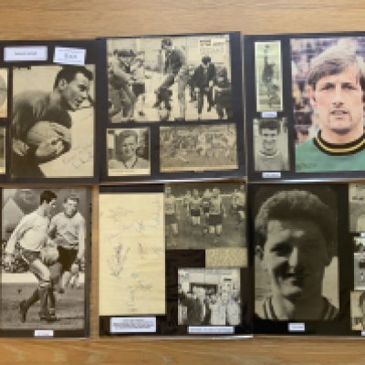 Oxford United 1940s 1950s 1960s Football Autograph Collection: Stunning private collection all pre 1970 from various publications. All signatures are identified and laid down with photo corners on 12 x 12 inch card and easily removable. 18 pages to include 2 fully signed team groups, 5 signed autograph pages, 2 signed original press photos and 62 various sized pictures to include 11 A4. 55 different player signatures including Ron Atkinson, Arthur Turner, Peter Knight, Colin Booth, Bud Houghton, Ken Skeen, Jim Barron, Micky Bullock, Graham Atkinson, David Sloan, Vic Rouse, Pat Quartermain, Brian Lewis etc. (180+)