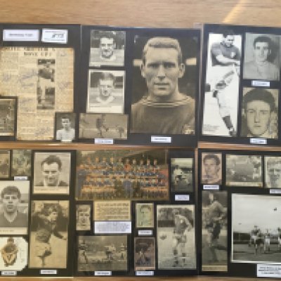 Shrewsbury Town 1940s 1950s 1960s Football Autograph Collection: Stunning private collection all pre 1970 from various publications. All signatures are identified and laid down with photo corners on 12 x 12 inch card and easily removable. 14 pages to include 3 fully signed team groups including 1952/53 with 23 autographs, 2 signed autograph pages, 3 signed original press photos, signed club letterhead with 13 autographs 1960/61 and 65 various sized pictures to include 2 A4. 101 different player signatures including Alf Wood, Frank Clarke, Jim Bullions, Arthur Rowley, Dave Pountney, Barry Stobart, Gordon Lee, Jimmy McLaughlin, Alan Boswell, Joe Maloney, Harry Gregg, John Phillips, Graham Turner etc. (190+)