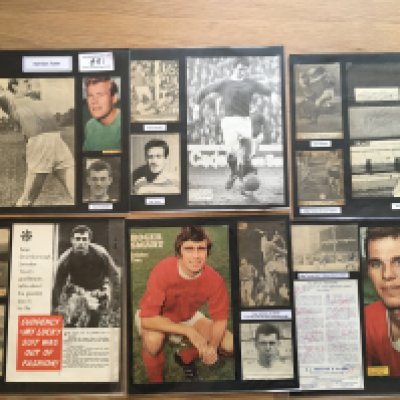 Swindon Town 1940s 1950s 1960s Football Autograph Collection: Stunning private collection all pre 1970 from various publications. All signatures are identified and laid down with photo corners on 12 x 12 inch card and easily removable. 24 pages to include 2 fully signed team groups, 6 signed autograph pages and 102 various sized pictures to include 15 A4. 115 different player signatures including Don Rogers, David Layne, Mike Summerbee, Peter Noble, Frank Haffey, Stan Harland, Sam Burton, Maurice Owen, Ernie Hunt, Roger Smart, Frank Large, John Trollope, Joe Butler, Harry Lunn etc. (280+)