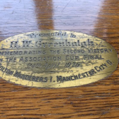Bolton Wanderers 1926 FA Cup Winners Canteen Of Cutlery: Given to Harry Greenhalgh after defeating Manchester City in the final at Wembley. Very expensively made and incredibly heavy with hand made wooden box and two drawers. Plaque reads Presented to HW Greenhalgh commemorating the second victory in the Association Cup Final 24 April 1926 Bolton Wanderers 1 Manchester City 0. Measures 18 inches across and contains 12 knives, forks, spoons, desert knives, forks, spoons, teaspoons. Other matching utensils include game carver, meat carver, ladle, sauce ladles, knife rests and more. Believed to be only one piece missing. Stunning item.