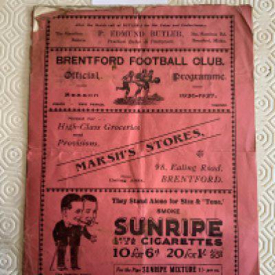 26/27 Brentford v Aberdare Football Programme: Poor condition with a quarter of back page missing. Bit tatty and folding but no team changes.