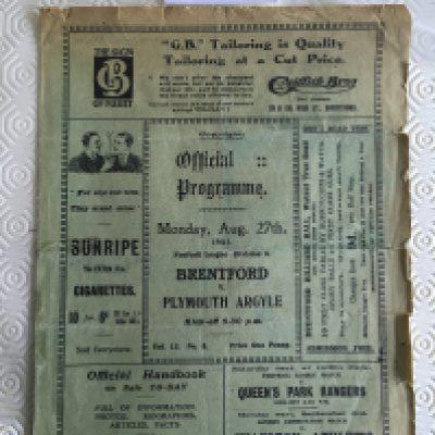 23/24 Brentford v Plymouth Football Programme: Fair condition league match with no team changes. Tears to edges and tape marks.