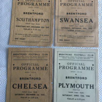 45/46 Brentford Home Football Programmes: League matches v Plymouth, Chelsea, Swansea team changes and Southampton. Overall good. (4)
