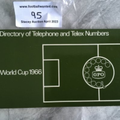 1966 World Cup Official GPO Phone Book: Excellent condition booklet produced by the GPO for use of teams, press officials etc. Hard to obtain item consisting of 32 pages.