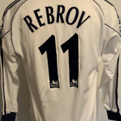 Tottenham 2000 - 2001 Match Worn Football Shirt: White long sleeve with Premiership badging to arms and number 11 Rebrov to rear where Rebrov has signed.