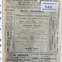 64/65 Fulham Bound Volume Of Football Programmes: 1st team programmes without covers in black boards. Some pages to rear have damage.
