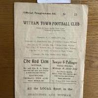 60/61 Witham Town v Ipswich Town A Football Programme: Very hard to obtain Essex + Suffolk Border League in good condition. Creasing and folding.